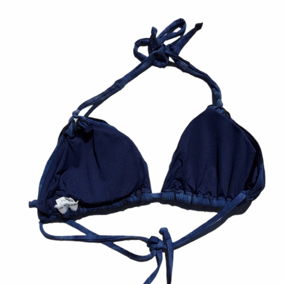 Robin Piccone Blue Ruffle String Bikini Top in Size Large - Picture 2 of 4